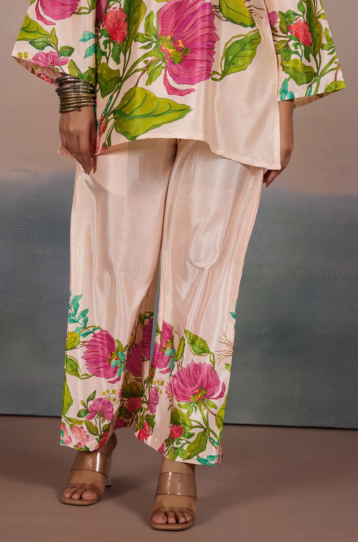 Dusky Grove Silk Crepe Women Co-ord Set with Digital Print | Top and Bottom