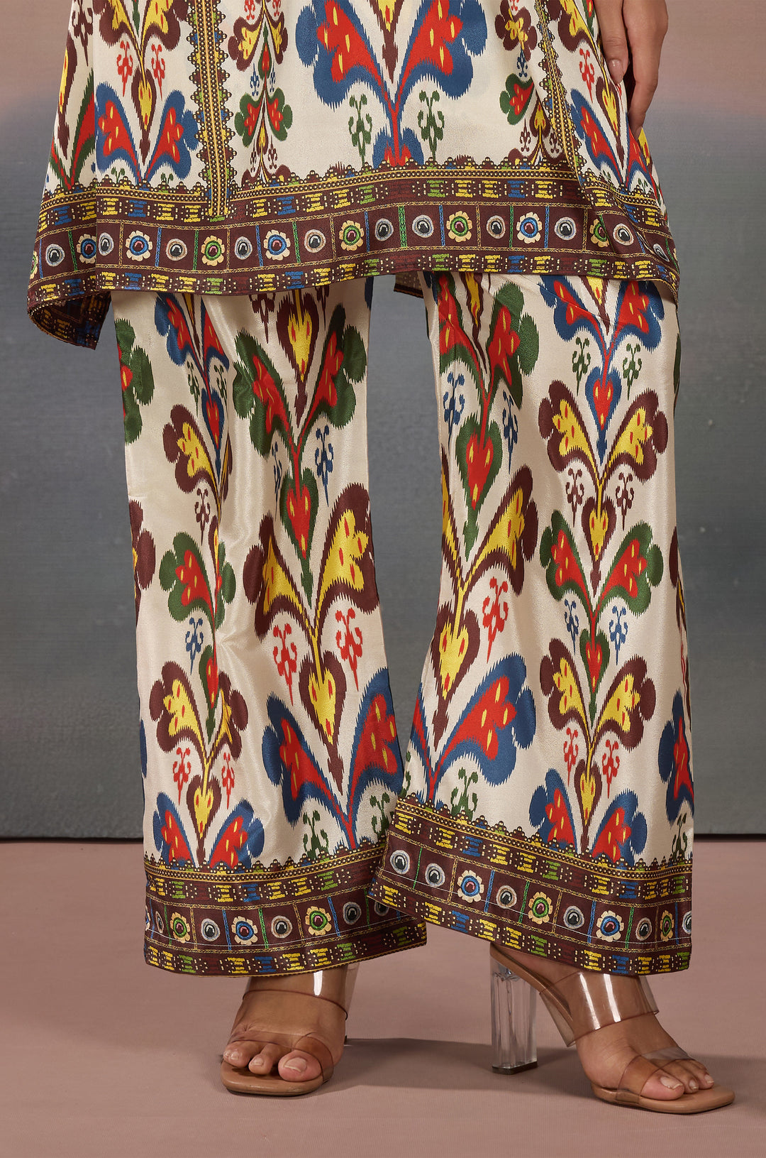 Tribal Tales Silk Crepe Women Co-ord Set with Digital Print | Top and Bottom