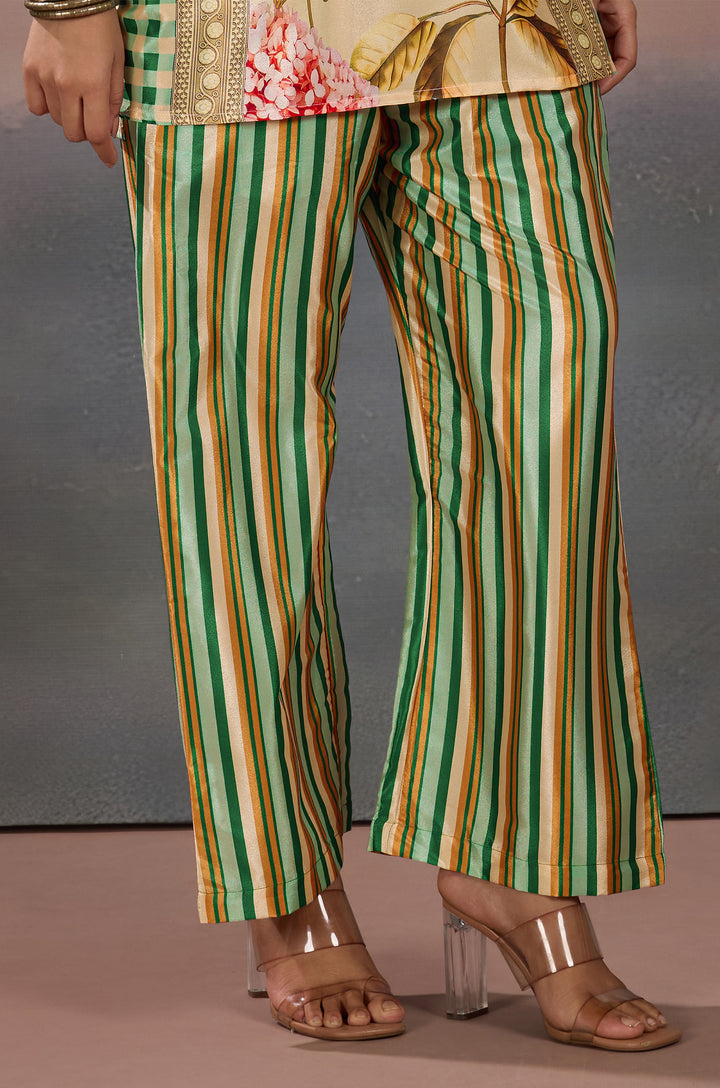 Vogue Vibe Silk Crepe Women Co-ord Set with Digital Print | Top and Bottom