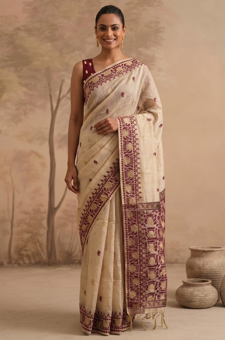 Purple Woven Jamdhani Cotton Saree | Sutra Collection