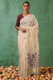 Maroon Woven Jamdhani Cotton Saree | Saadgi Collection