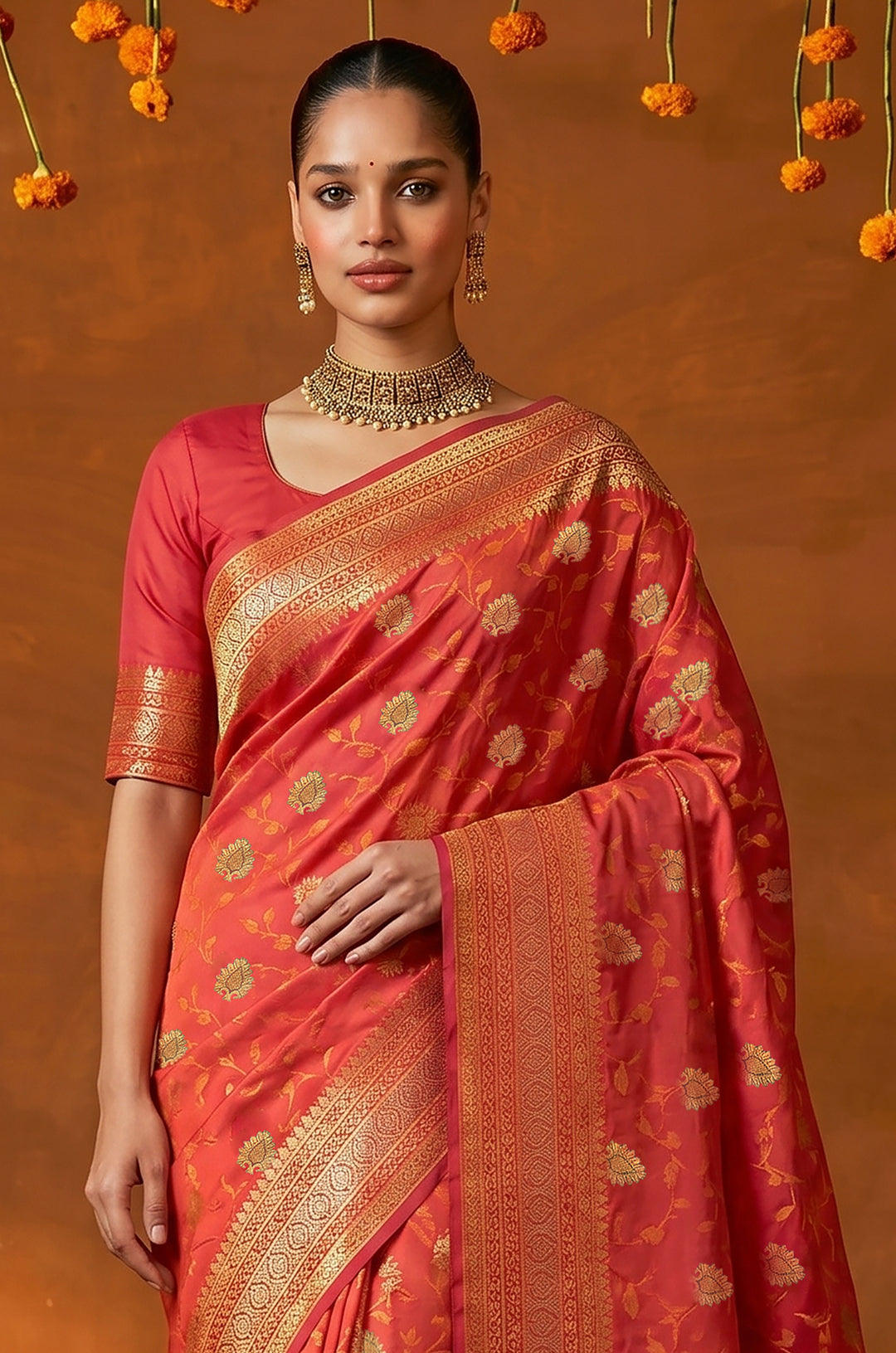 Orange Handloom Woven Silk Saree | Mahotsav Collection