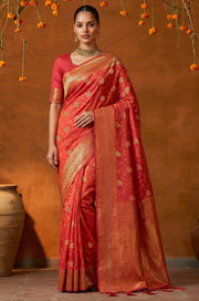 Orange Handloom Woven Silk Saree | Mahotsav Collection