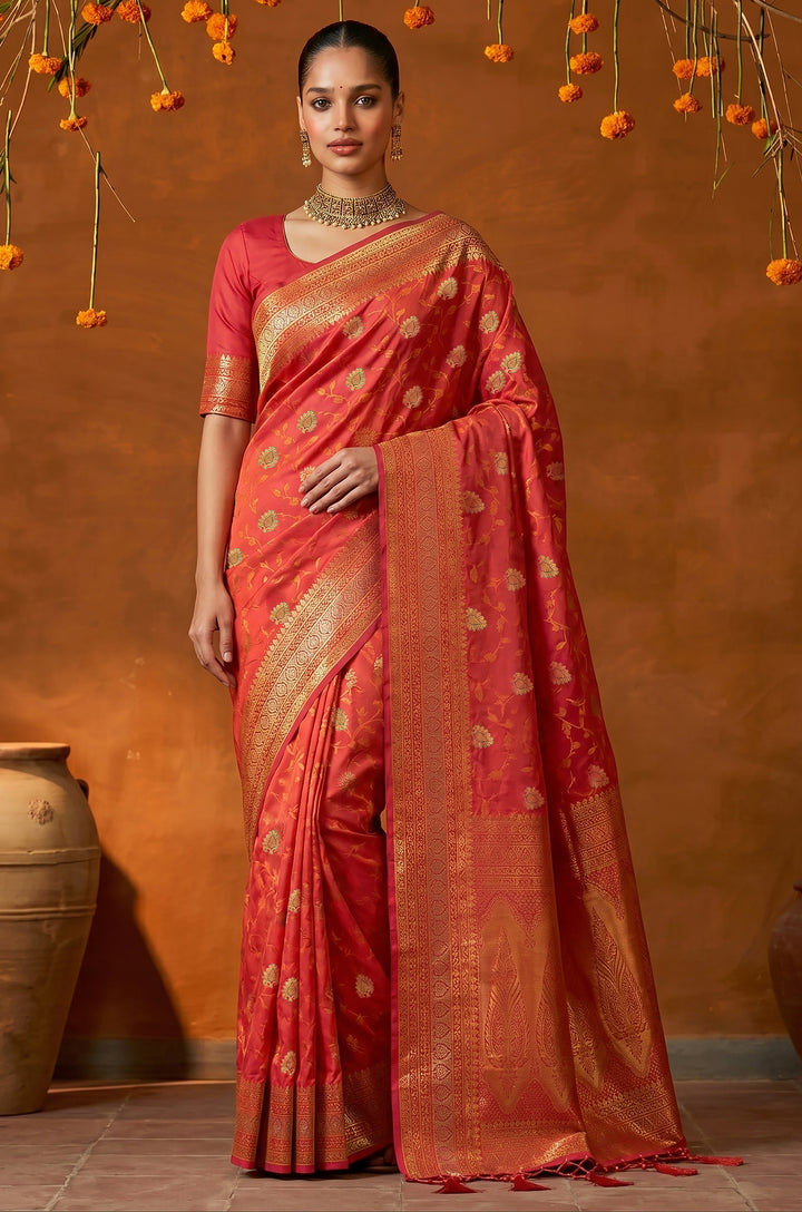 Orange Handloom Woven Silk Saree | Mahotsav Collection