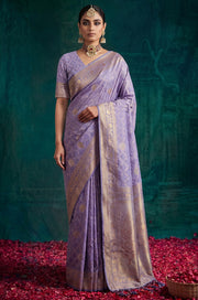 Lavender Kanjivaram Woven Silk Saree | Virasat Collection