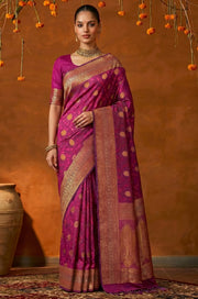 Royal Pink Handloom Woven Silk Saree | Mahotsav Collection