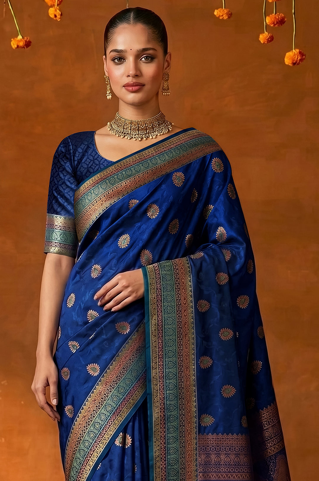 Navy Blue Handloom Woven Silk Saree | Mahotsav Collection