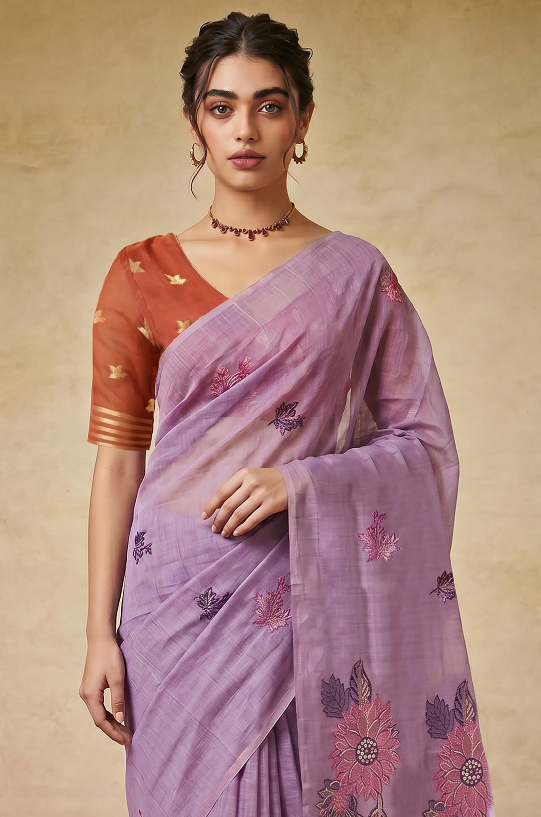 Purple Woven Jamdhani Cotton Saree | Gulnaar Collection