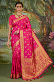Pink Handloom Woven Silk Saree | Aaradhya Collection