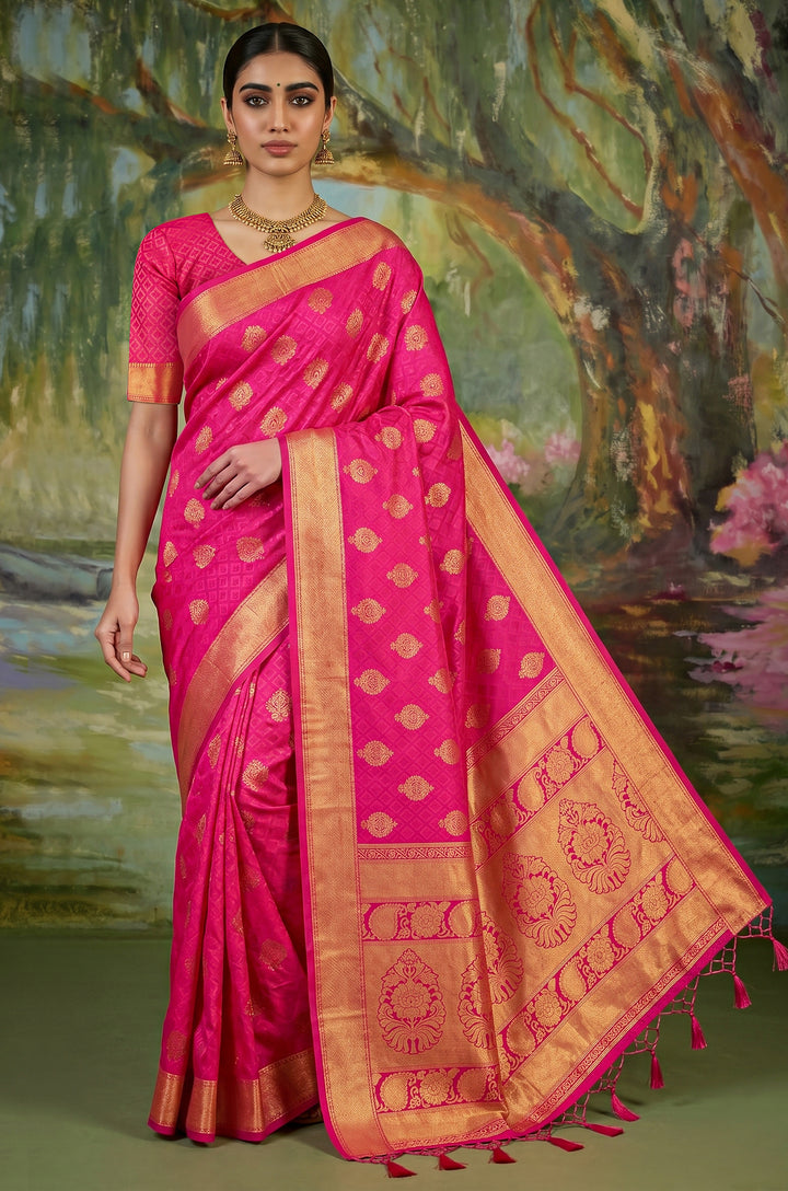 Pink Handloom Woven Silk Saree | Aaradhya Collection