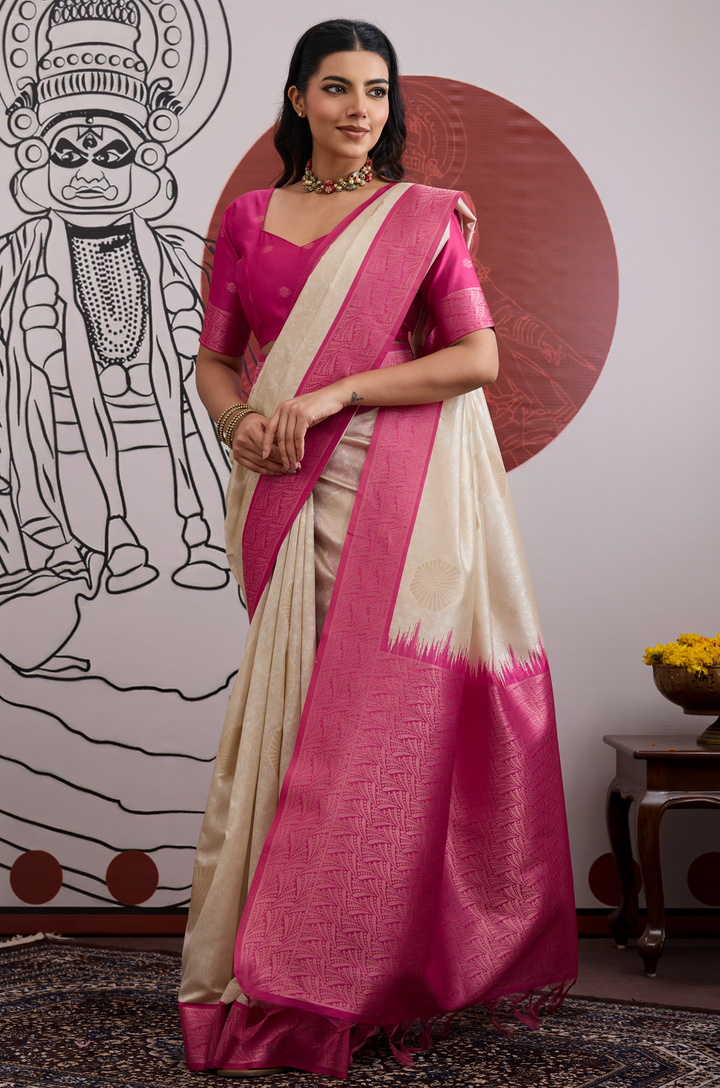 Pink Modern Muse Woven Paper Silk Saree