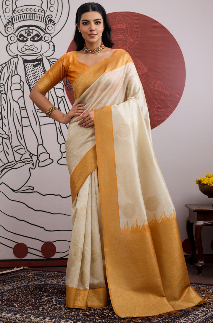 Mustard Modern Muse Woven Paper Silk Saree