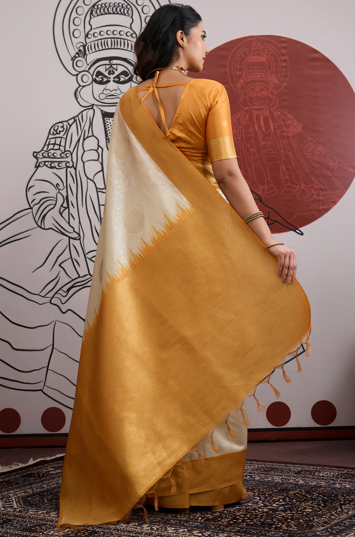 Mustard Modern Muse Woven Paper Silk Saree