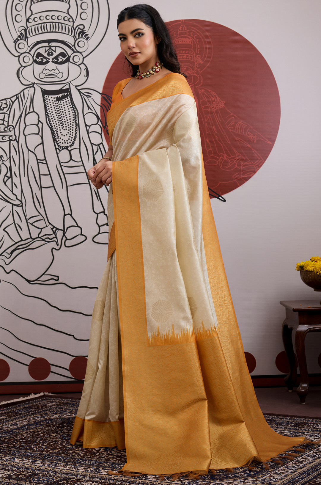 Mustard Modern Muse Woven Paper Silk Saree