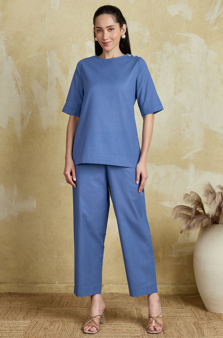 Blue Breeze Pure Cotton Women Co-ord set