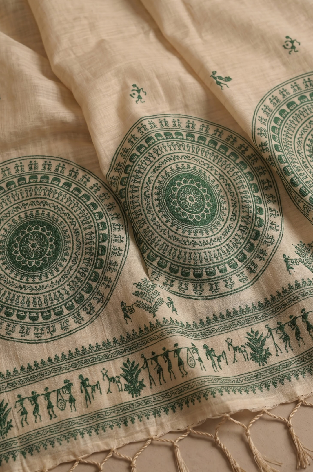 Green Woven Jamdhani Cotton Saree | Sutra Collection