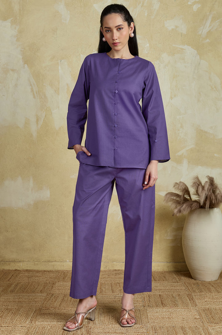 Violet Charm Pure Cotton Women Co-ord set