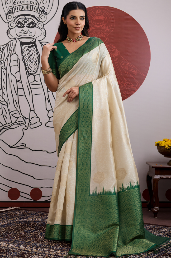 Green Modern Muse Woven Paper Silk Saree