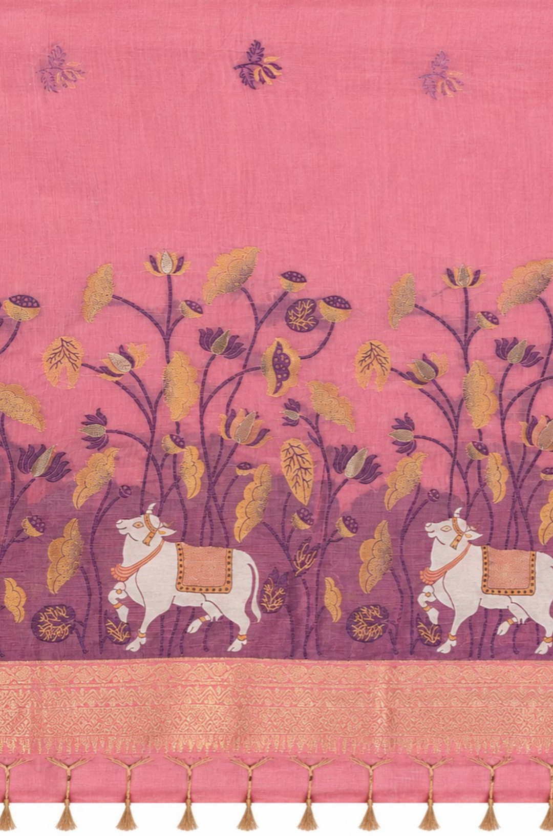 Pink Woven Jamdhani Cotton Saree | Braj Collection