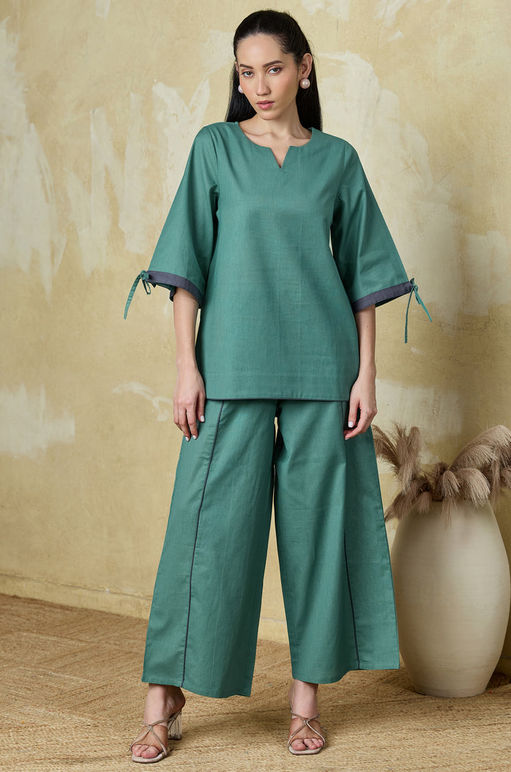 Teal Muse Pure Cotton Women Co-ord set