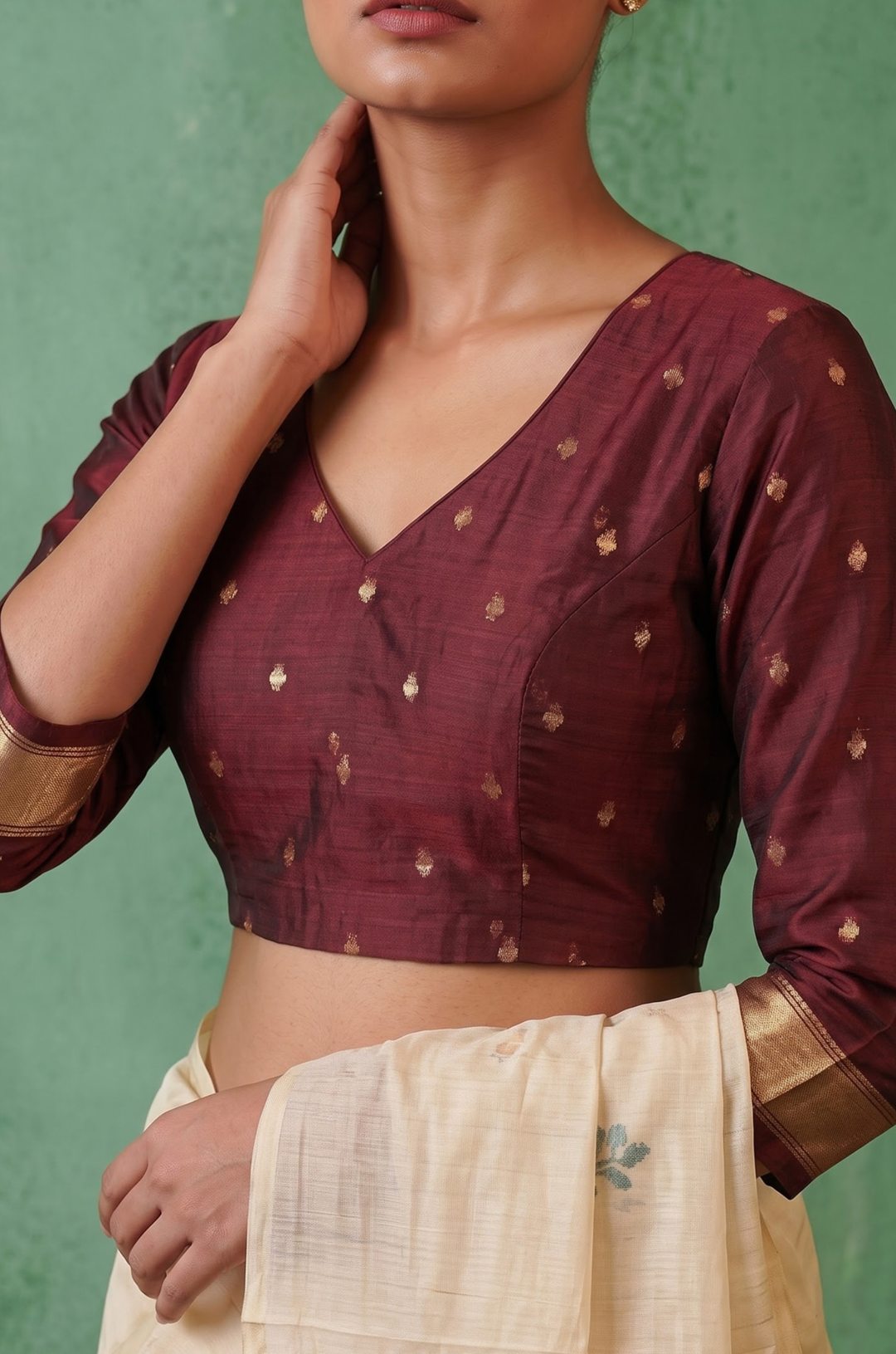Maroon Woven Jamdhani Cotton Saree | Saadgi Collection
