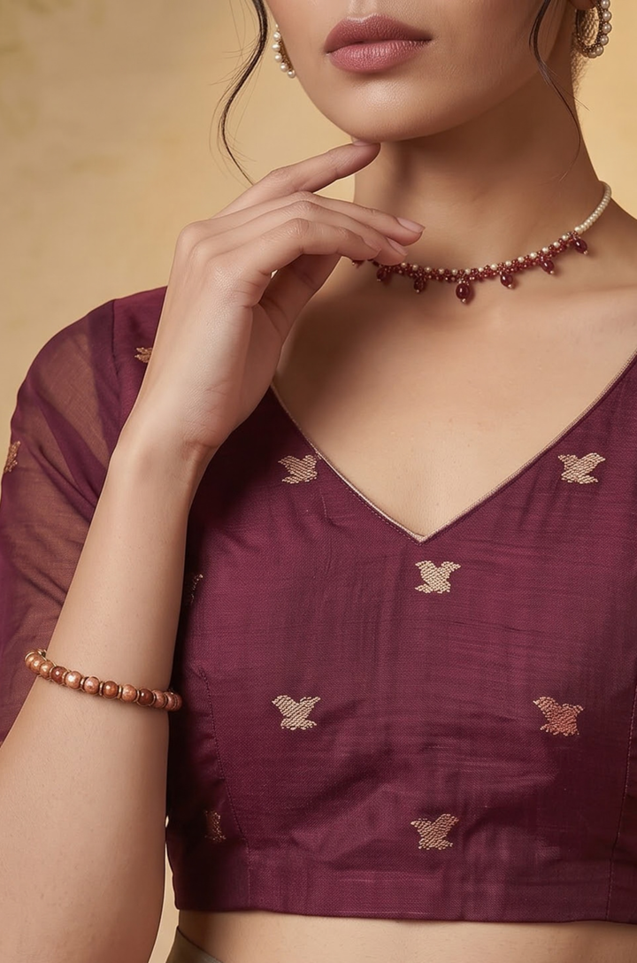 Grey Woven Jamdhani Cotton Saree | Gulnaar Collection