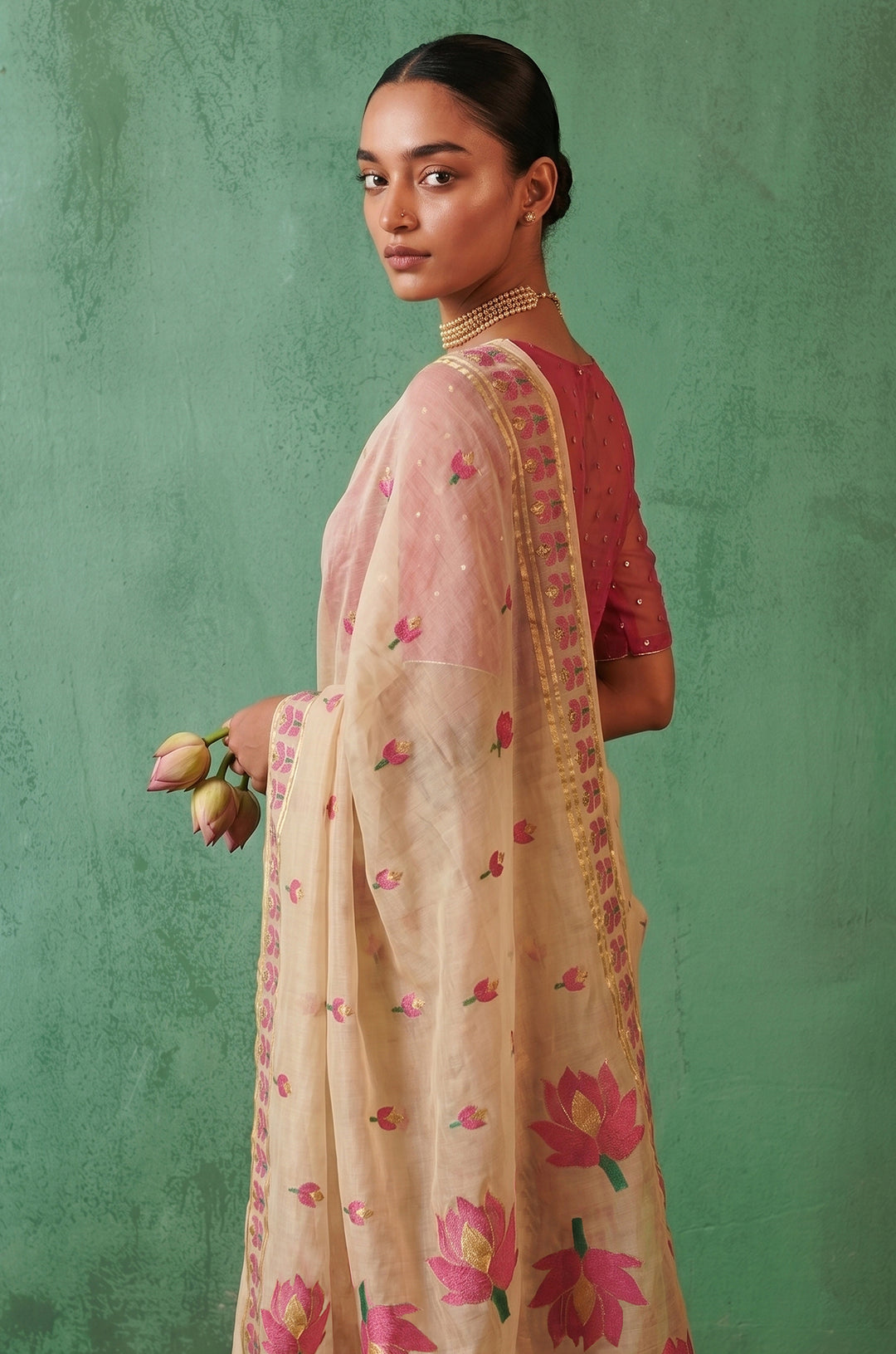 Pink Woven Jamdhani Cotton Saree | Saadgi Collection