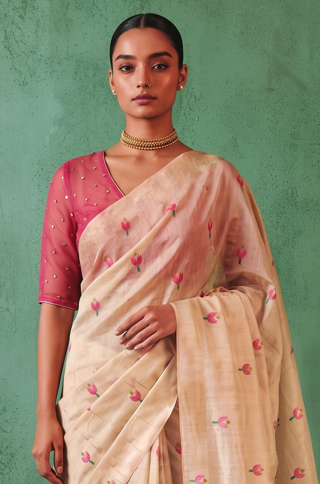 Pink Woven Jamdhani Cotton Saree | Saadgi Collection