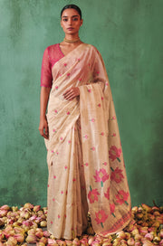 Pink Woven Jamdhani Cotton Saree | Saadgi Collection
