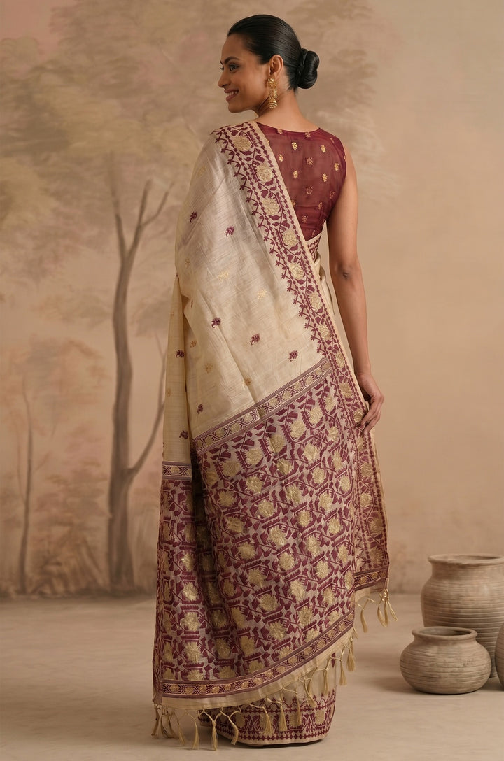 Purple Woven Jamdhani Cotton Saree | Sutra Collection