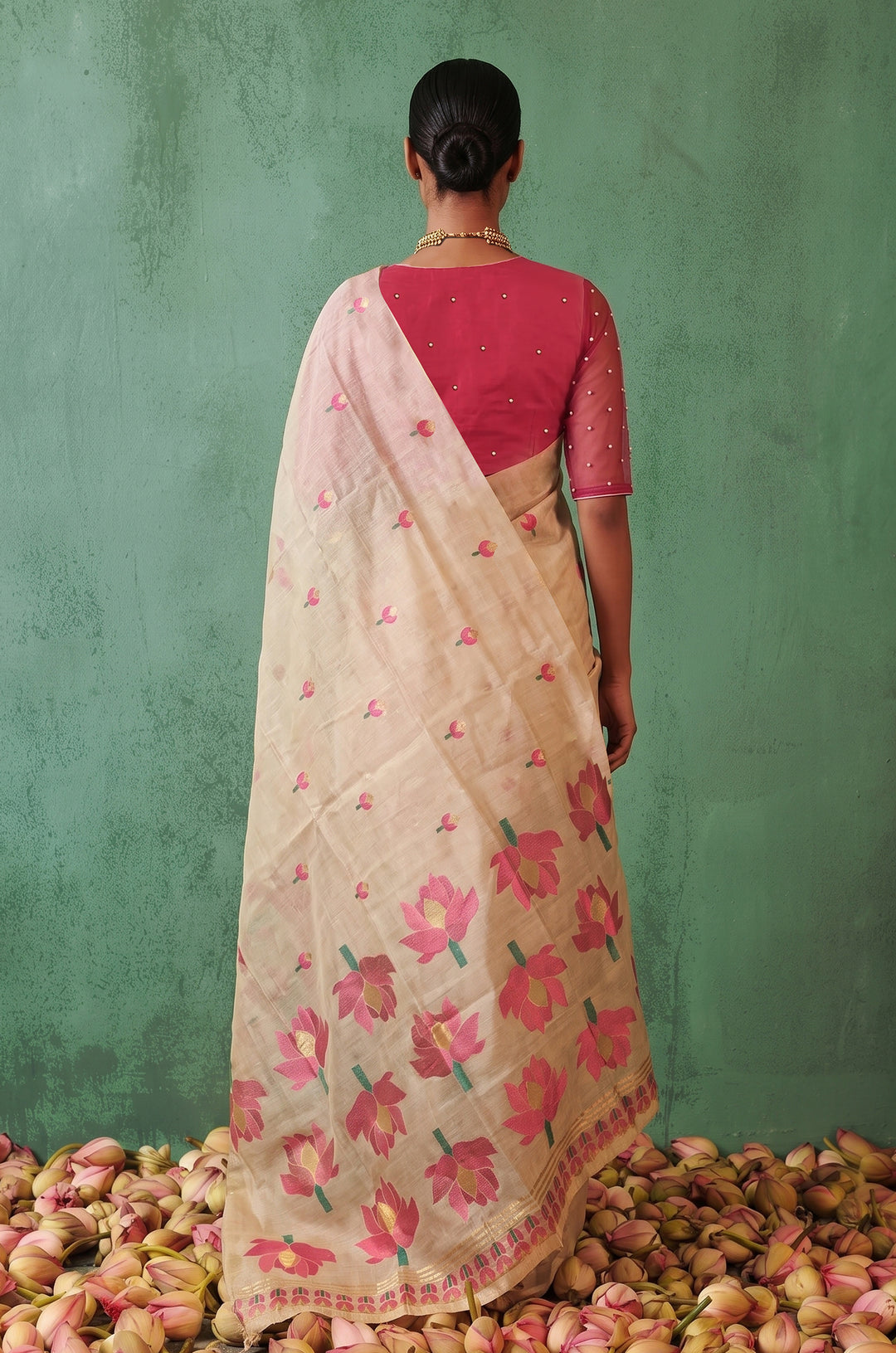 Pink Woven Jamdhani Cotton Saree | Saadgi Collection