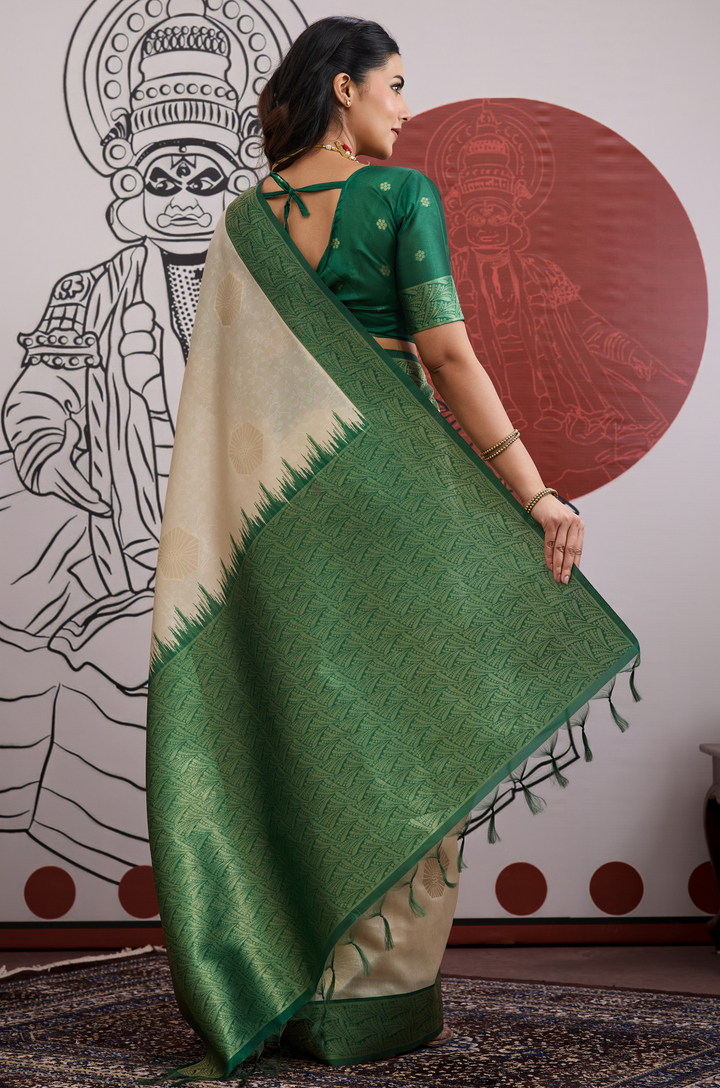 Green Modern Muse Woven Paper Silk Saree
