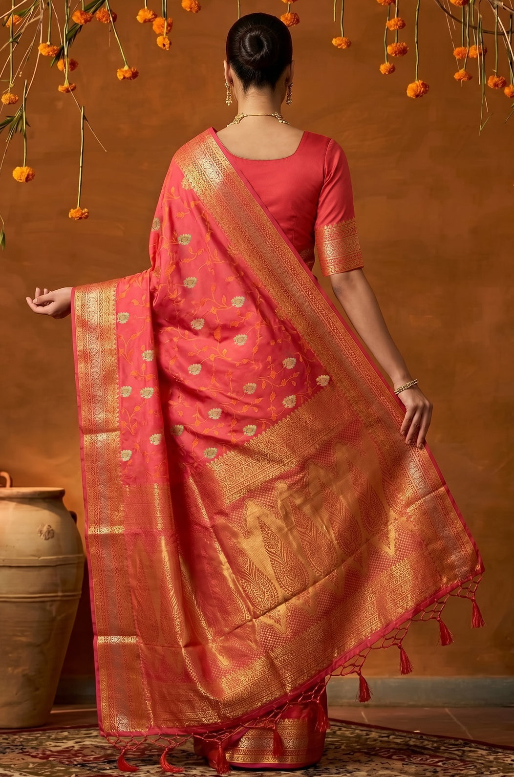 Orange Handloom Woven Silk Saree | Mahotsav Collection