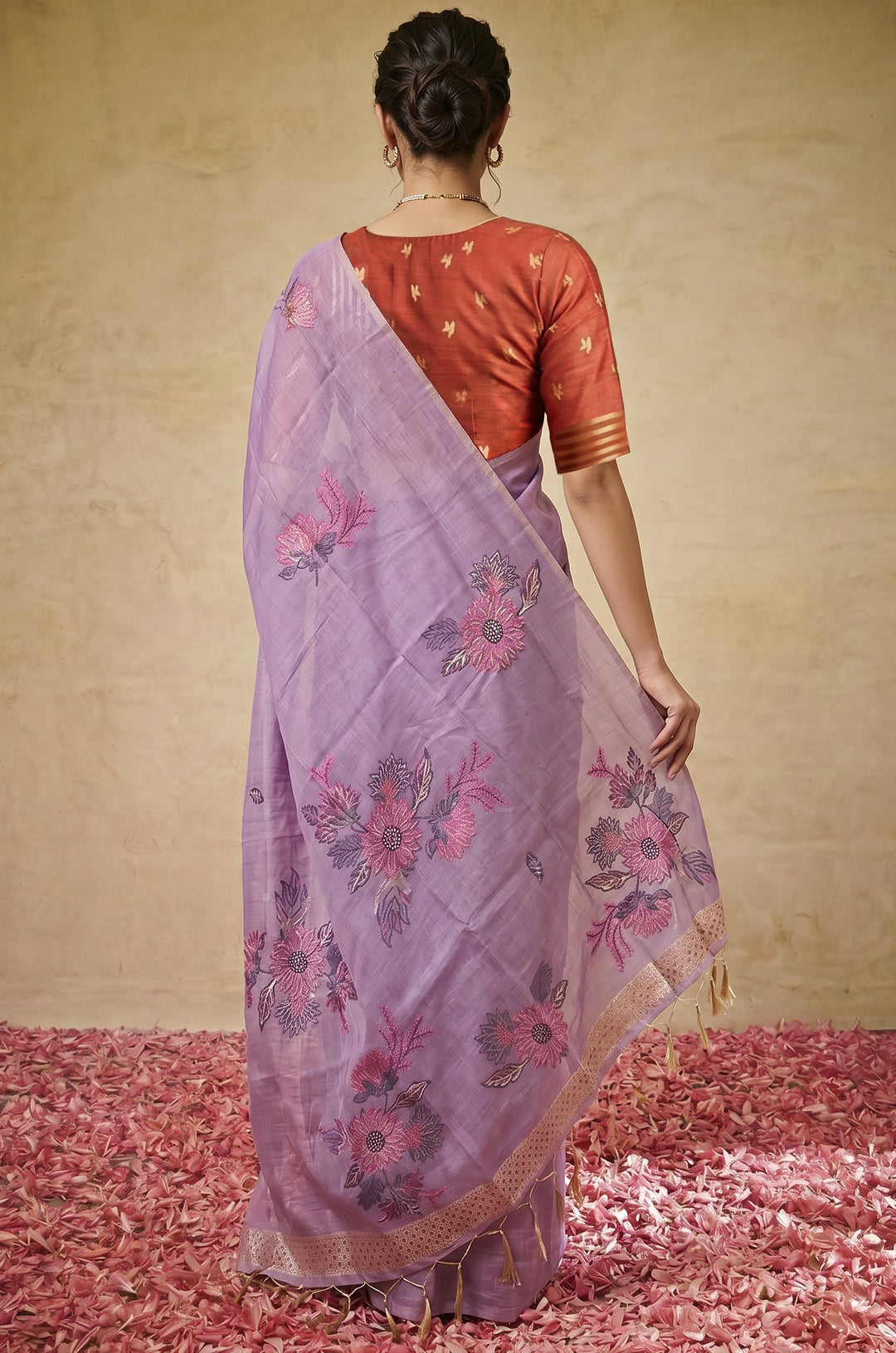 Purple Woven Jamdhani Cotton Saree | Gulnaar Collection