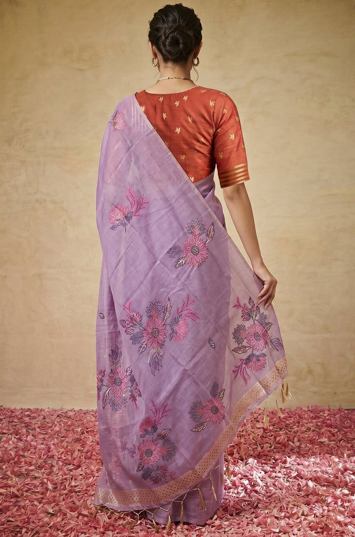 Purple Woven Jamdhani Cotton Saree | Gulnaar Collection