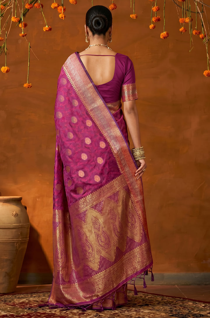 Royal Pink Handloom Woven Silk Saree | Mahotsav Collection