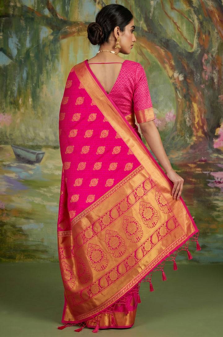 Pink Handloom Woven Silk Saree | Aaradhya Collection