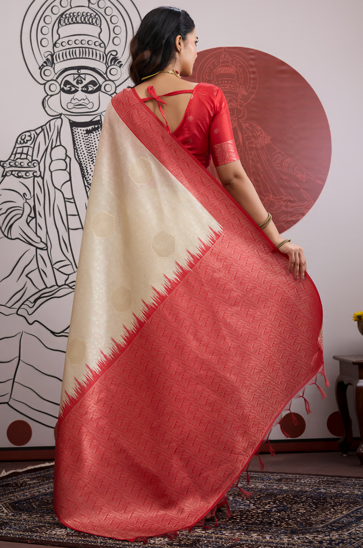 Red Modern Muse Woven Paper Silk Saree