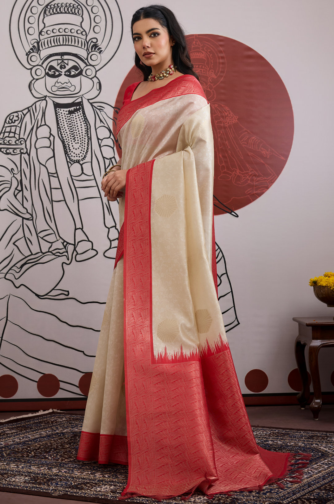Red Modern Muse Woven Paper Silk Saree