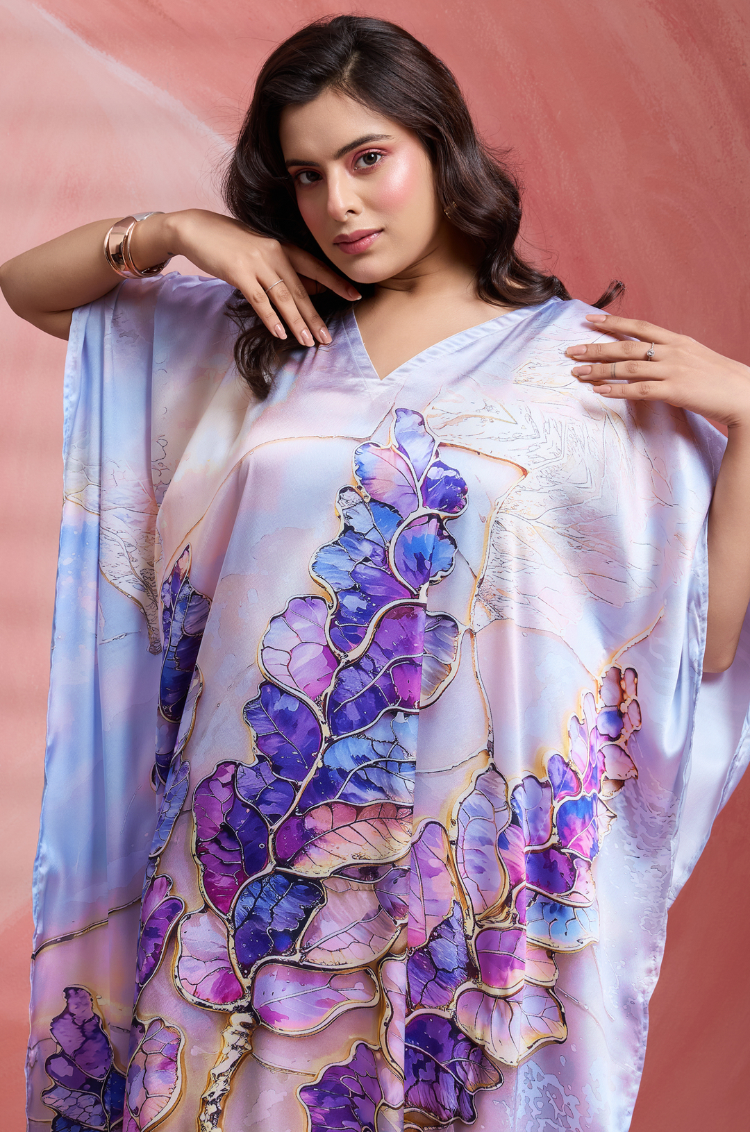 Leaf Vein - Premium Long Kaftan for Women | Label Aarna
