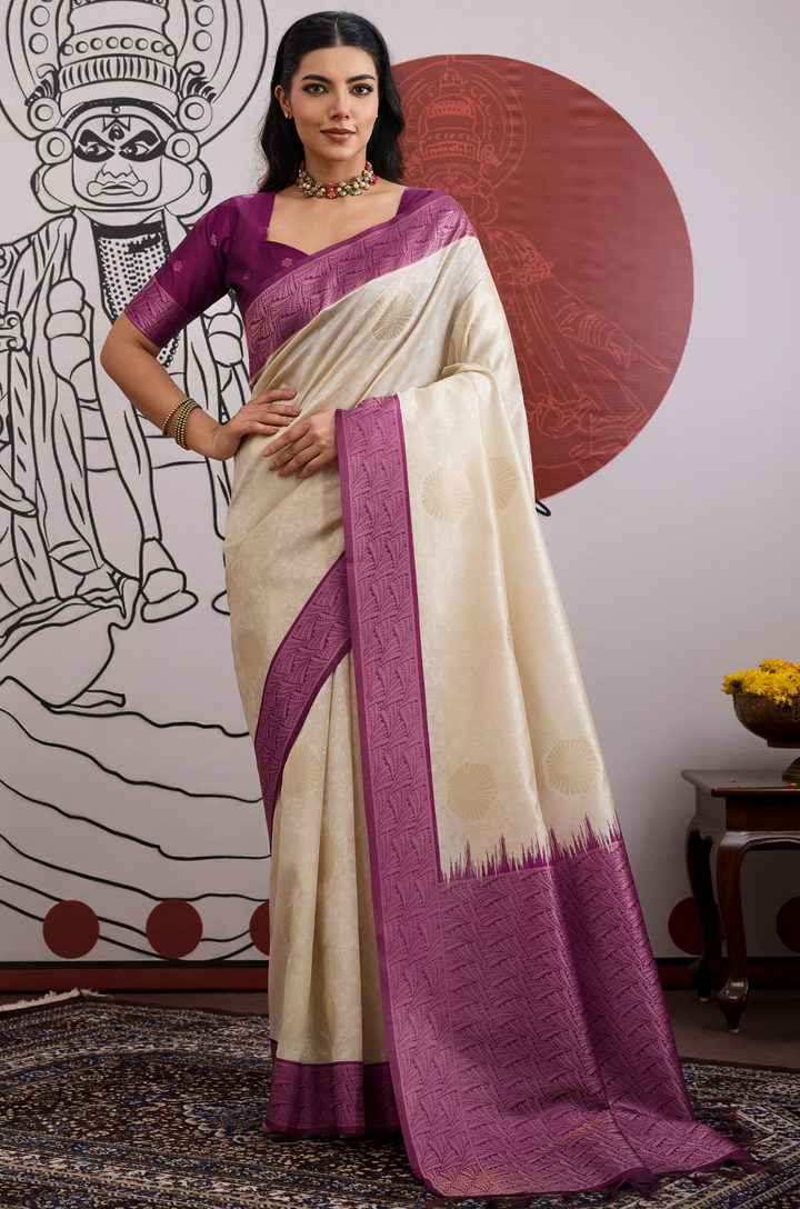 Purple Modern Muse Woven Paper Silk Saree