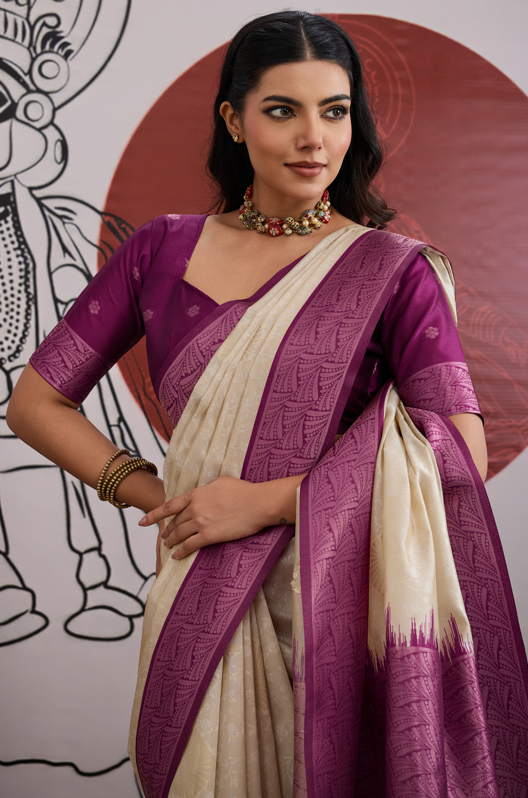 Purple Modern Muse Woven Paper Silk Saree