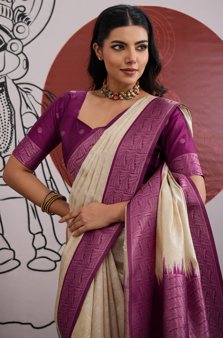 Purple Modern Muse Woven Paper Silk Saree