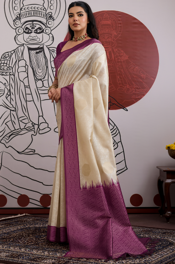 Purple Modern Muse Woven Paper Silk Saree