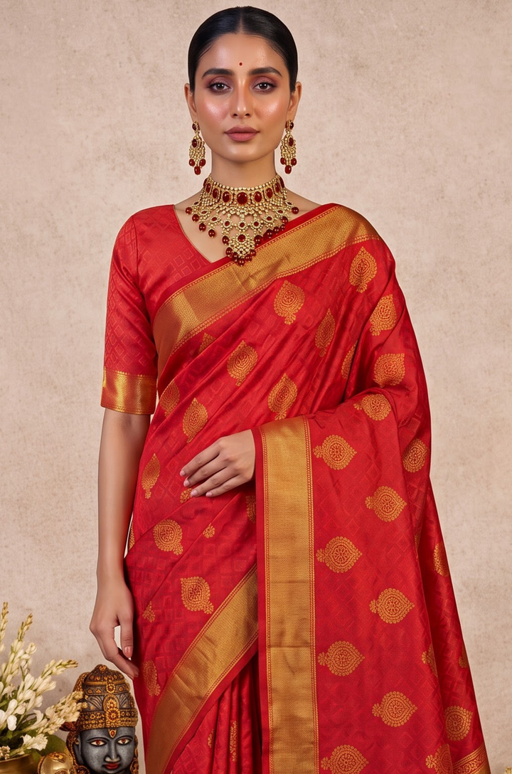 Orange Handloom Woven Silk Saree | Aaradhya Collection