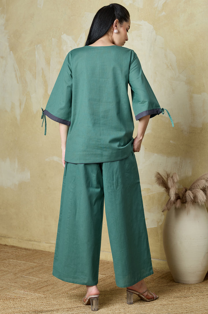Teal Muse Pure Cotton Women Co-ord set