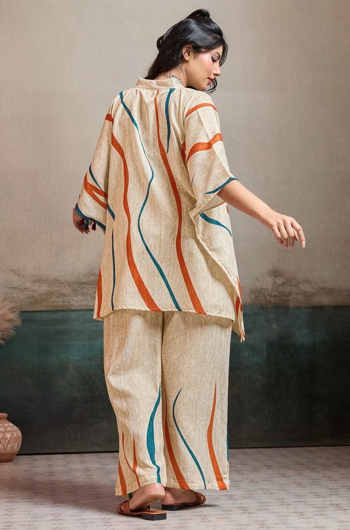 Wave Valley Linen Women Co-ord set with Digital Print