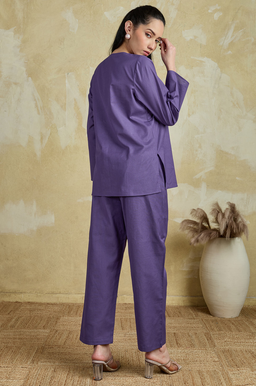 Violet Charm Pure Cotton Women Co-ord set