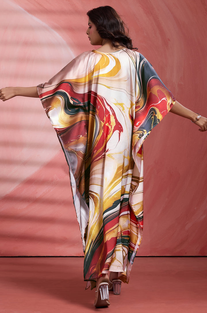 Classic Marble Kaftan - Women's Satin Kaftan Online India | Label Aarna