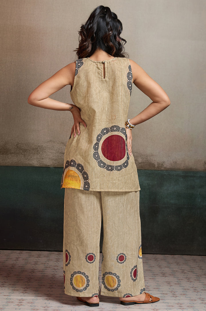 Desert Dots Linen Women Co-ord set with Digital Print